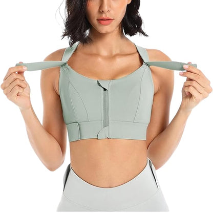 #SK04 High Impact Front-Zip Sports Bra – Adjustable & Supportive