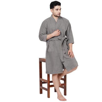 Welspun 100% Cotton Large Bath Robe Cotton 3/4Th Sleeve (Unisex)