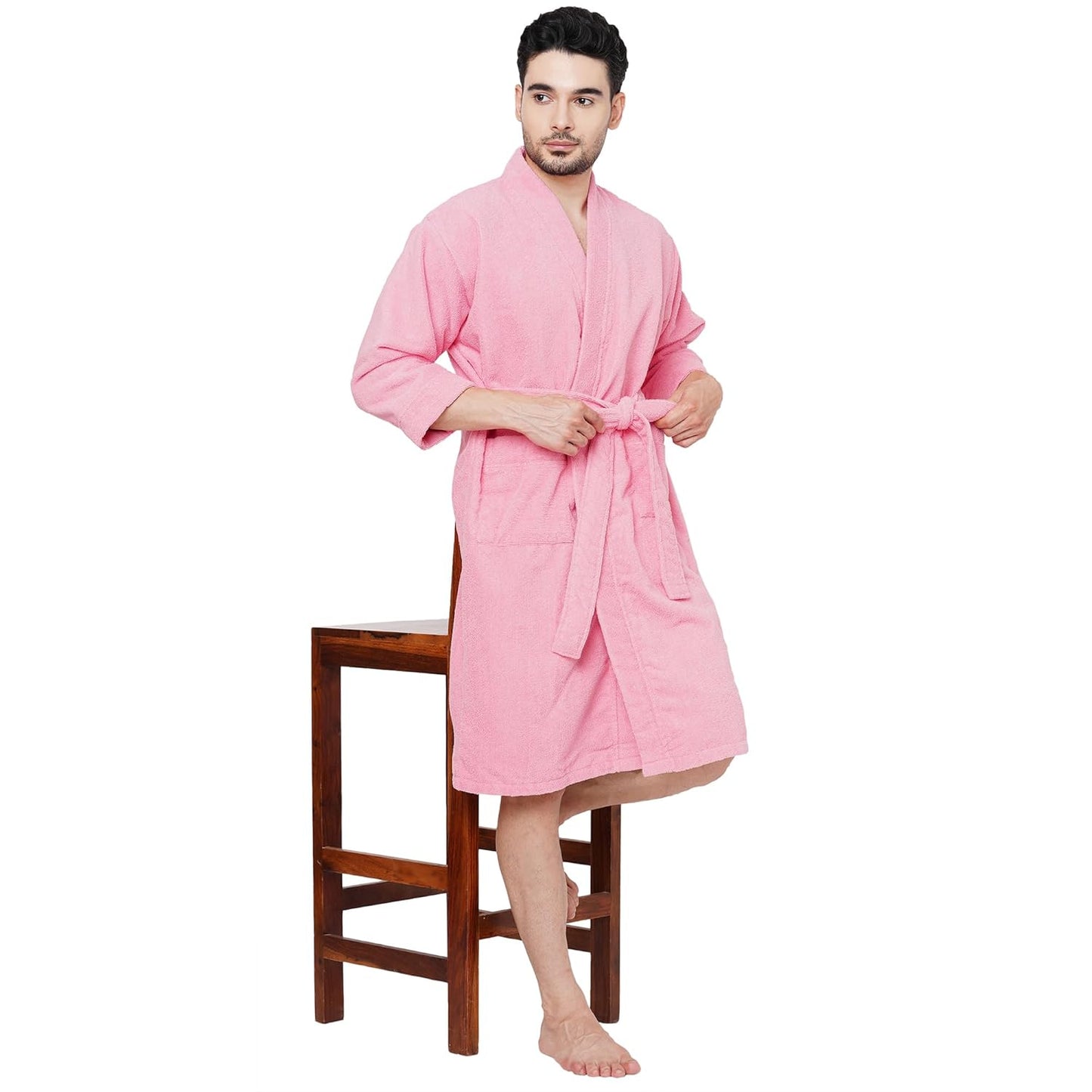 Welspun 100% Cotton Large Bath Robe Cotton 3/4Th Sleeve (Unisex)