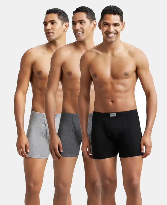 #8008 Jockey Super Combed Cotton Rib Solid Boxer Brief with Ultrasoft Concealed Waistband (Pack of 3)