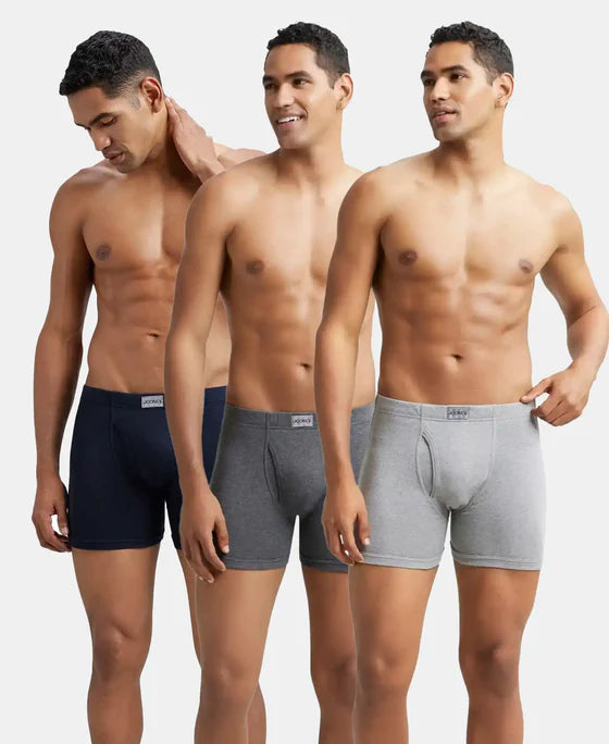 #8008 Jockey Super Combed Cotton Rib Solid Boxer Brief with Ultrasoft Concealed Waistband (Pack of 3)