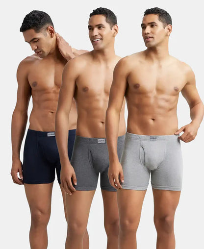 #8008 Jockey Super Combed Cotton Rib Solid Boxer Brief with Ultrasoft Concealed Waistband (Pack of 3)