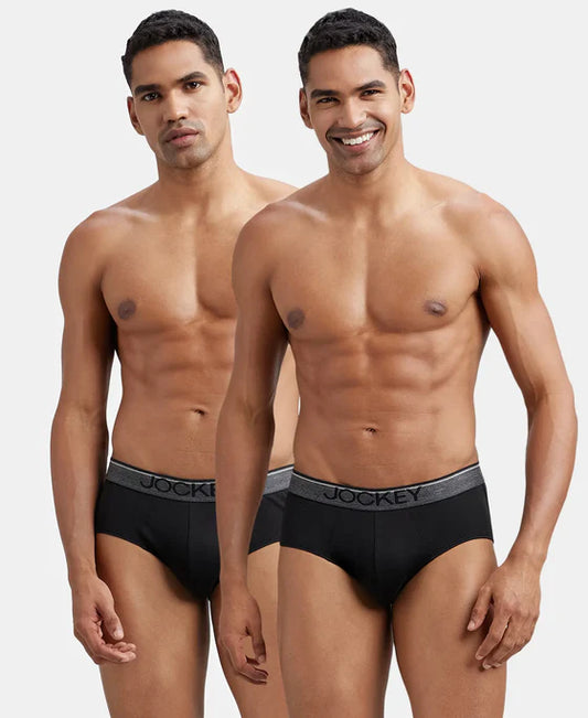 Brief 8037 Jockey Men's Super Combed Cotton Solid Brief with Ultrasoft Waistband (Pack of 2)