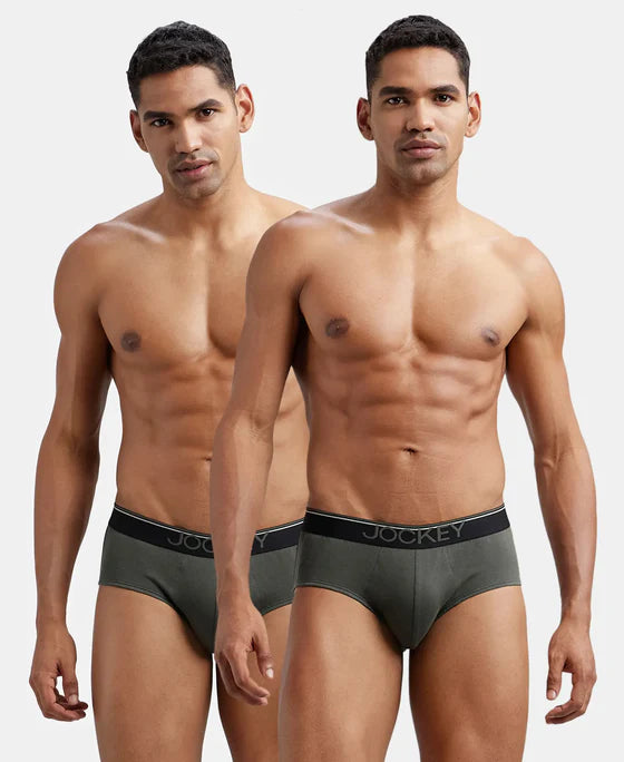 Brief 8037 Jockey Men's Super Combed Cotton Solid Brief with Ultrasoft Waistband (Pack of 2)