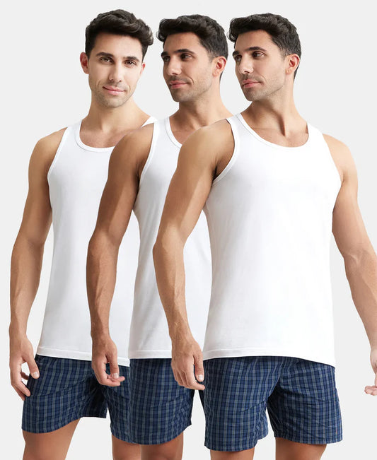 #8820 Jockey Super Combed Cotton Round Neck Sleeveless Vest - White - Pack of 3
