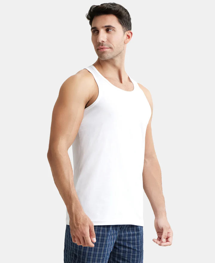 #8820 Jockey Super Combed Cotton Round Neck Sleeveless Vest - White - Pack of 3