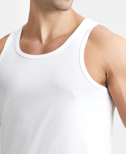 #8820 Jockey Super Combed Cotton Round Neck Sleeveless Vest - White - Pack of 3