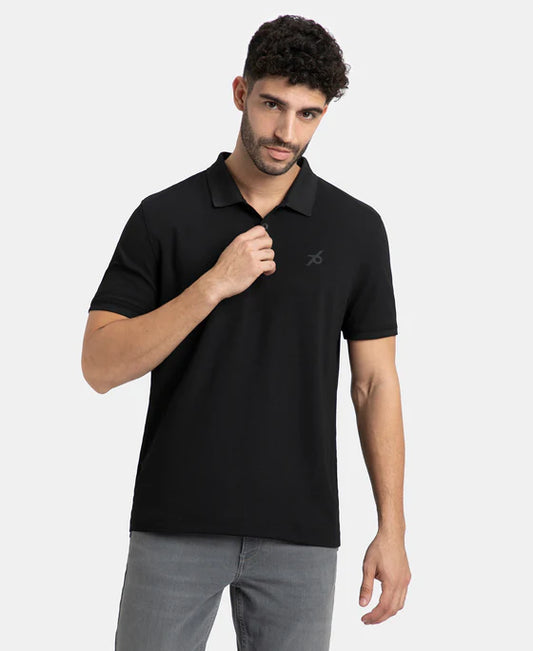 #AM38 Jockey Men's Microfiber Fabric Solid Half Sleeve Polo T-Shirt with StayDry & StayFresh Technology