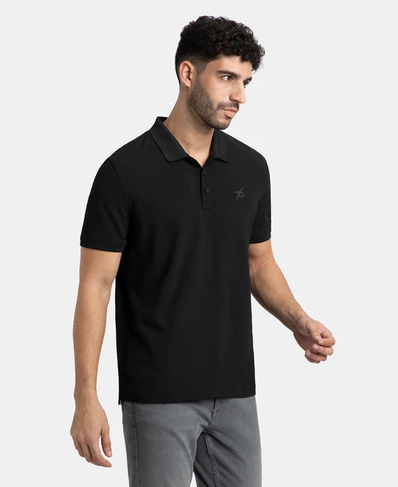 #AM38 Jockey Men's Microfiber Fabric Solid Half Sleeve Polo T-Shirt with StayDry & StayFresh Technology