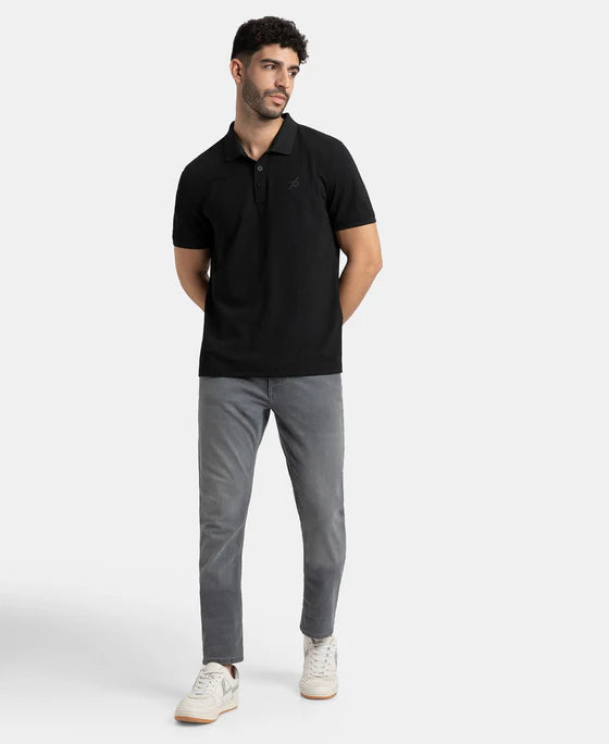 #AM38 Jockey Men's Microfiber Fabric Solid Half Sleeve Polo T-Shirt with StayDry & StayFresh Technology