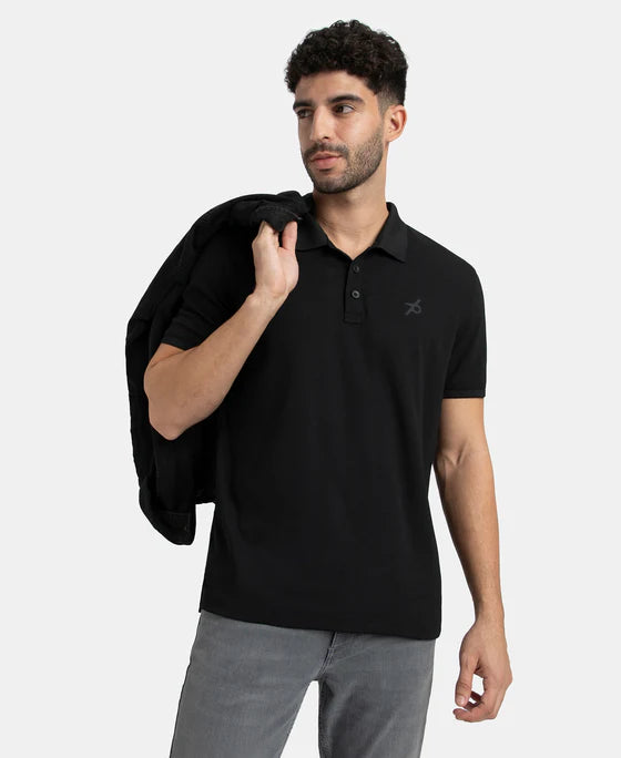 #AM38 Jockey Men's Microfiber Fabric Solid Half Sleeve Polo T-Shirt with StayDry & StayFresh Technology