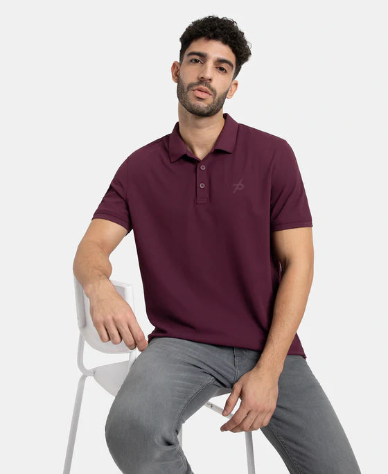 #AM38 Jockey Men's Microfiber Fabric Solid Half Sleeve Polo T-Shirt with StayDry & StayFresh Technology