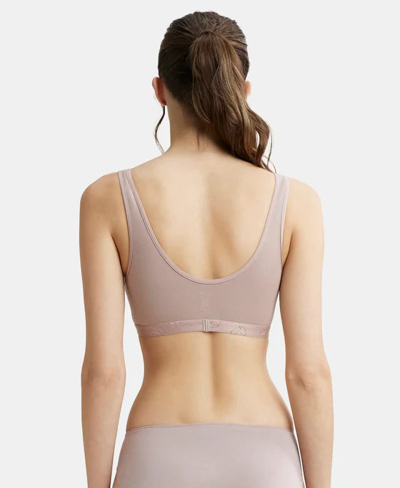 #ES04 Women's Wirefree Padded Super Combed Cotton Elastane Stretch Full Coverage Sleep Bra with Removable Pads and Ultrasoft Underband