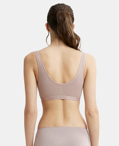 #ES04 Women's Wirefree Padded Super Combed Cotton Elastane Stretch Full Coverage Sleep Bra with Removable Pads and Ultrasoft Underband