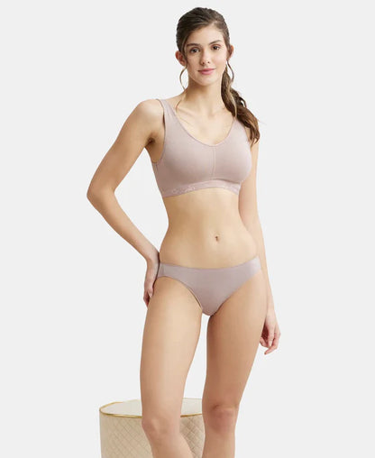 #ES04 Women's Wirefree Padded Super Combed Cotton Elastane Stretch Full Coverage Sleep Bra with Removable Pads and Ultrasoft Underband