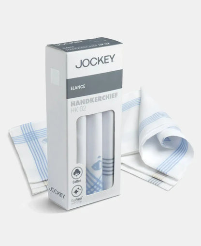 HK 02 Jockey Cotton Men White Casual Style Handkerchief Pack of 3