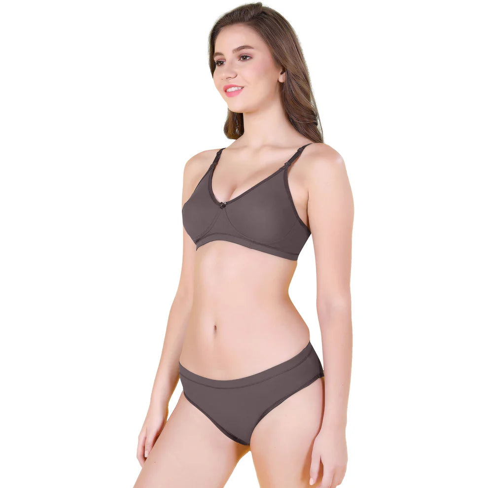 #Pepper Set Scoopy Non-Padded Set Non-Wierd Plain Set Full Cup Bra Set