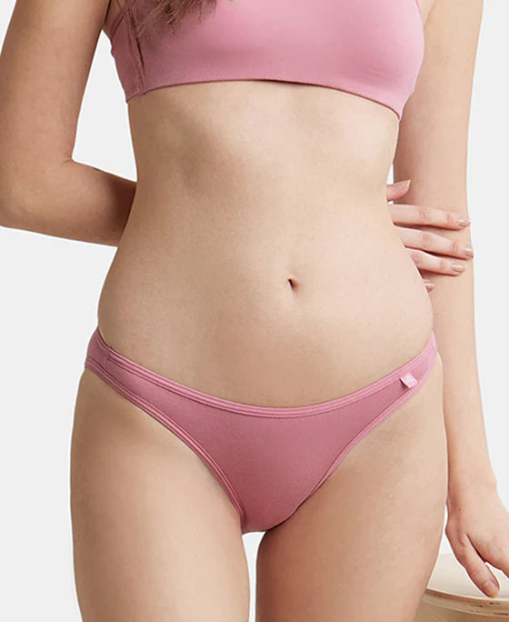 SS02 Jockey Women's Super Combed Cotton Elastane Stretch Low Waist Bikini with Concealed Waistband and Stay Fresh Treatment