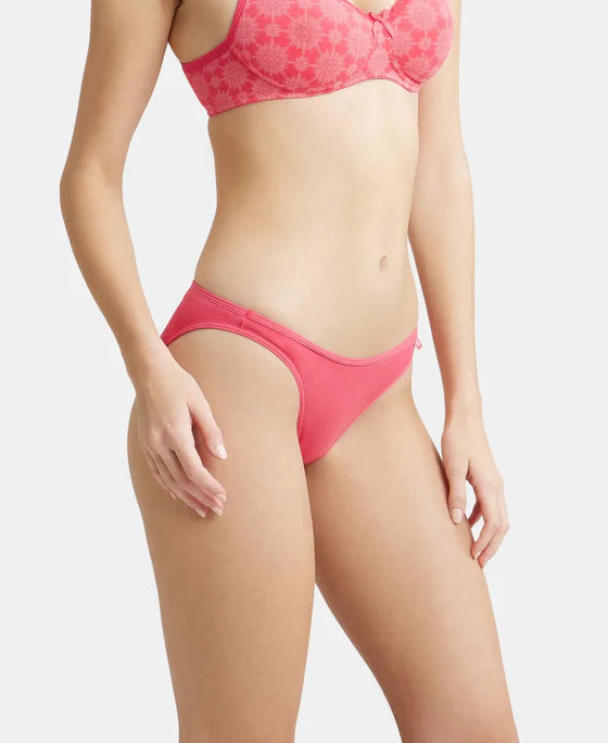 SS02 Jockey Women's Super Combed Cotton Elastane Stretch Low Waist Bikini with Concealed Waistband and Stay Fresh Treatment