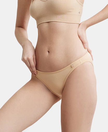 SS02 Jockey Women's Super Combed Cotton Elastane Stretch Low Waist Bikini with Concealed Waistband and Stay Fresh Treatment