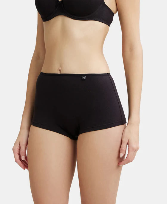 #SS04 Jockey High Coverage Super Combed Cotton Elastane Stretch Mid Waist Boy Shorts with Concealed Waistband and StayFresh Treatment