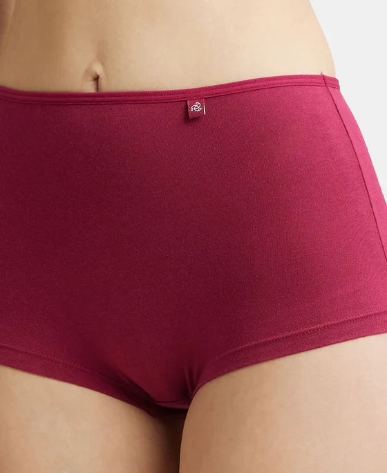 #SS04 Jockey High Coverage Super Combed Cotton Elastane Stretch Mid Waist Boy Shorts with Concealed Waistband and StayFresh Treatment
