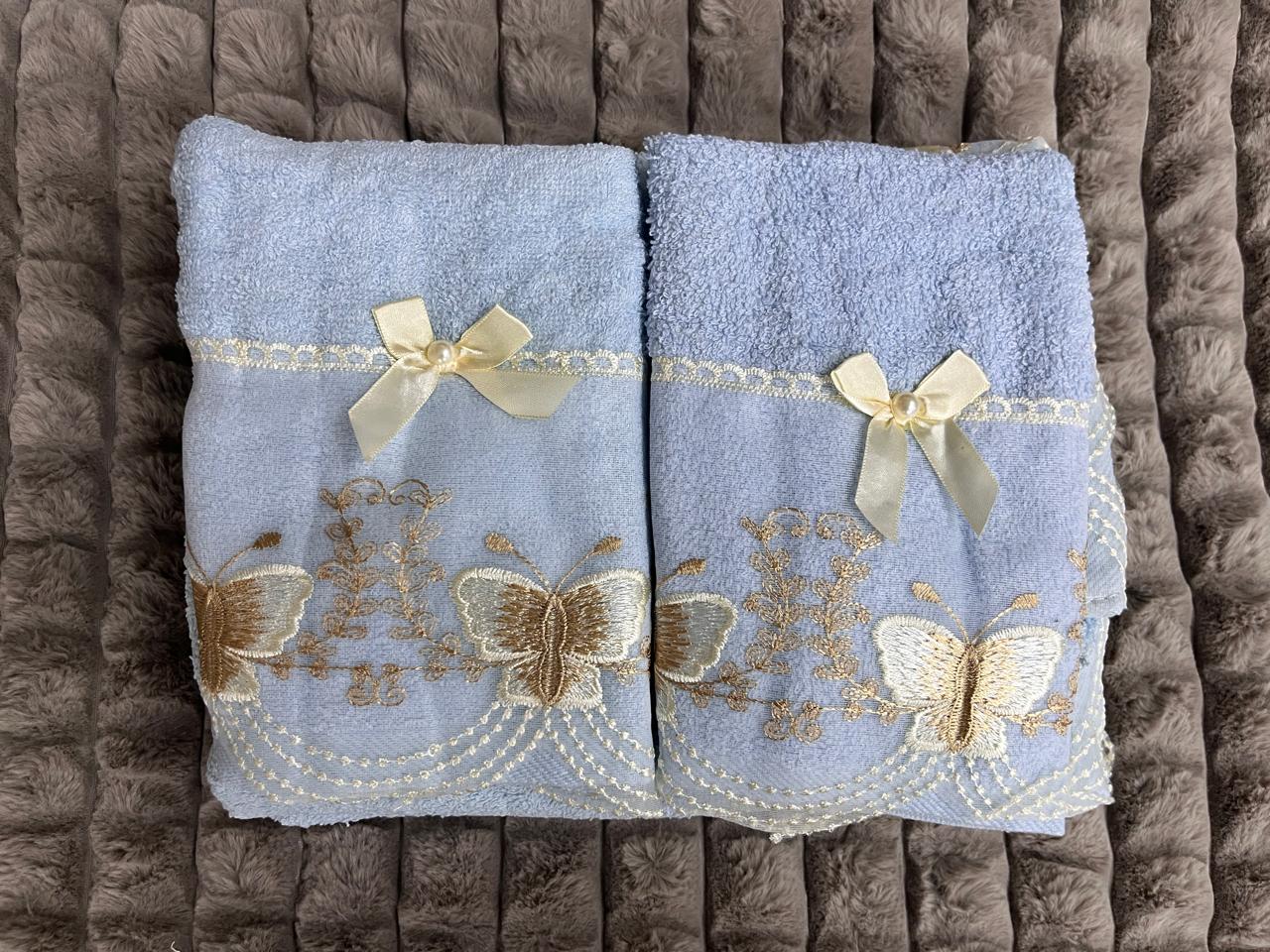 Luxury Butterfly Embroidered Towel Set – 2 Piece