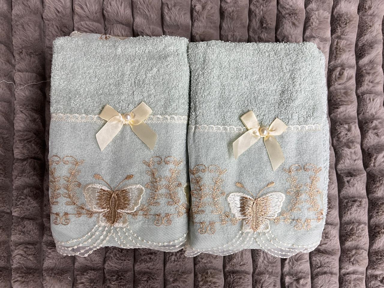 Luxury Butterfly Embroidered Towel Set – 2 Piece