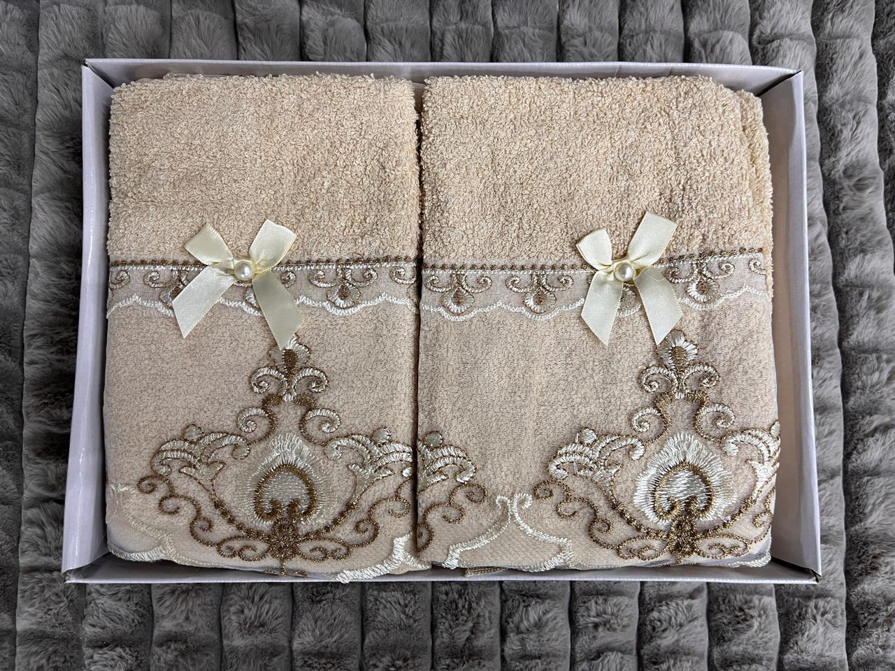 Luxury Butterfly Embroidered Towel Set – 2 Piece
