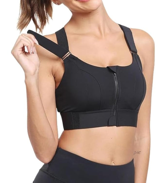 #SK04 High Impact Front-Zip Sports Bra – Adjustable & Supportive